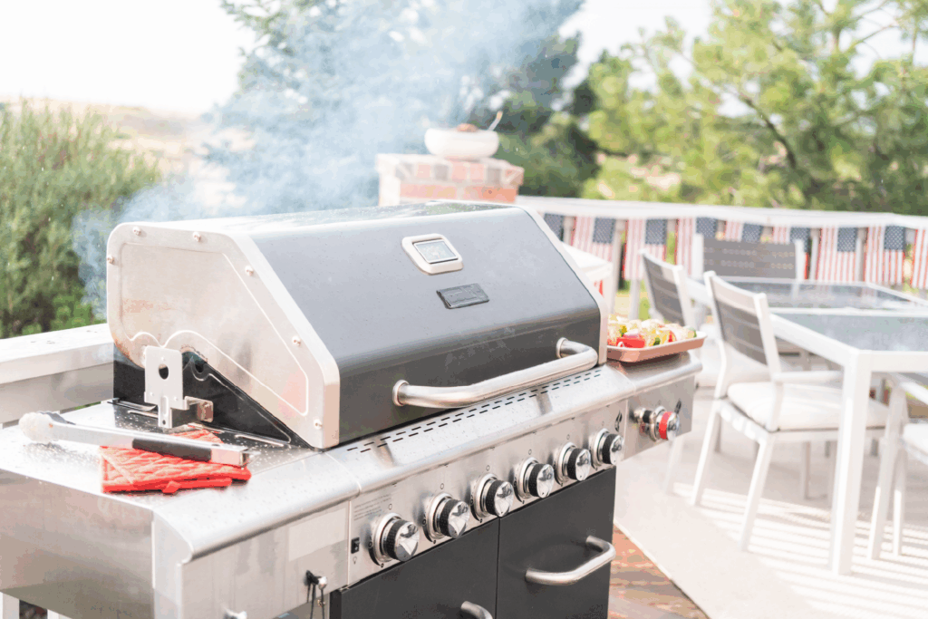 Grill on a back patio