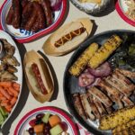 Spread of summer grilling food items
