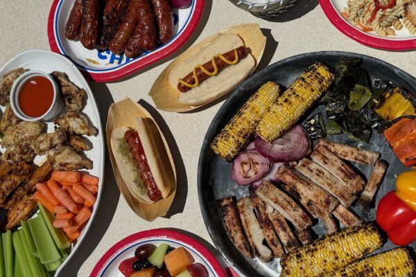 Spread of summer grilling food items