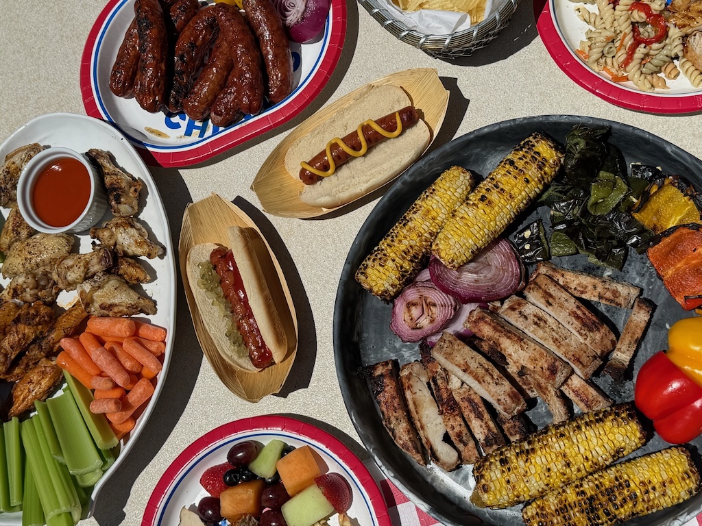 Spread of summer grilling food items