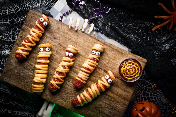 Mummy dogs made with Ball Park® hot dogs