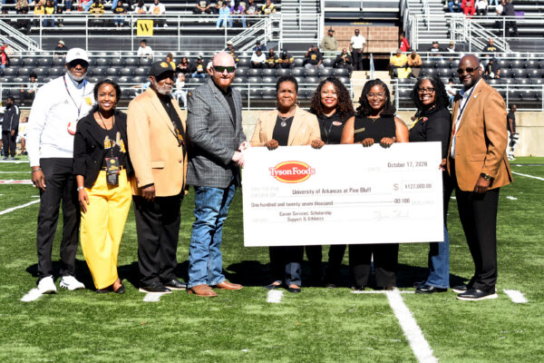 Donation check presentation at UAPB